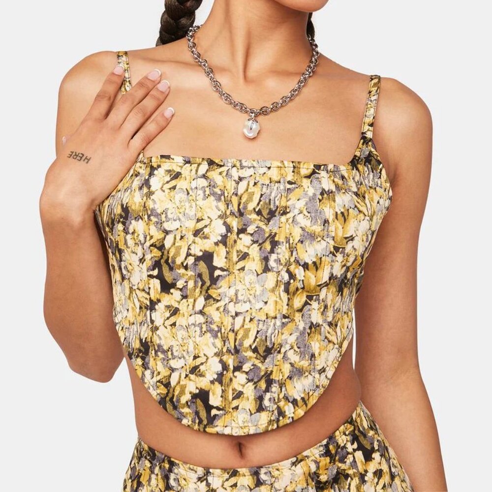 (Only worn once) Dolls Kill Lioness tanis 90's brocade corset top